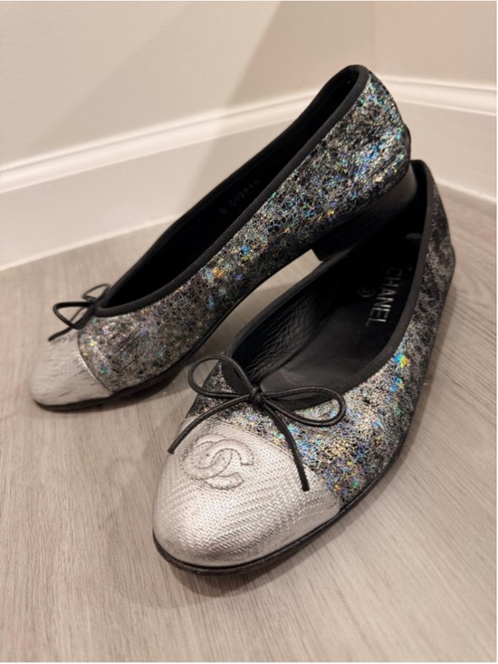 CHANEL Shoes - Chanel Classic CC Ballet Flat Cap Toe Rare Iridescent Suede EU 38.5  PLEASE READ